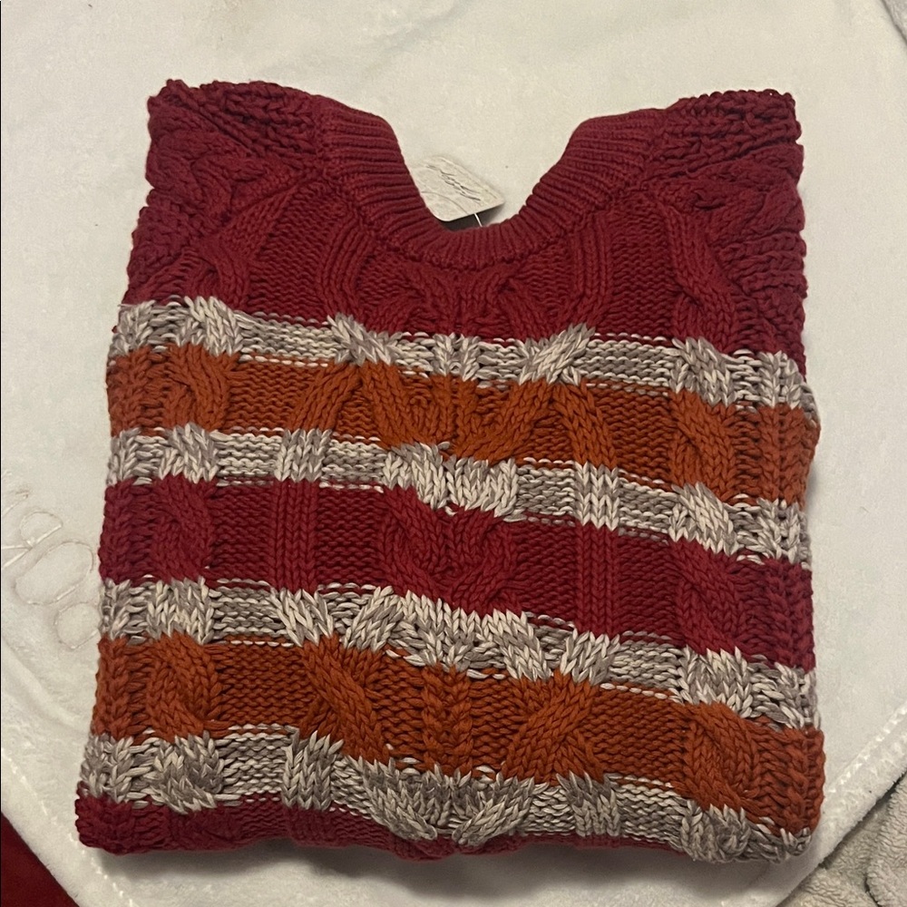 Free People Multicolor Cable Knit Sweater